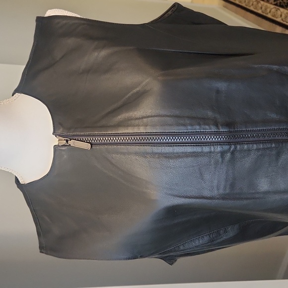 Preston & York Leather Vest Zip Up Women's 14 VTG Y2K Biker Grung - Picture 3 of 14